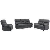 SEDACÍ SOUPRAVA 3+2+1, textil, šedá - šedá/černá, Konvenční, kov/textil - P & B