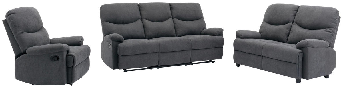 SEDACÍ SOUPRAVA 3+2+1, textil, šedá - šedá/černá, Konvenční, kov/textil - P & B