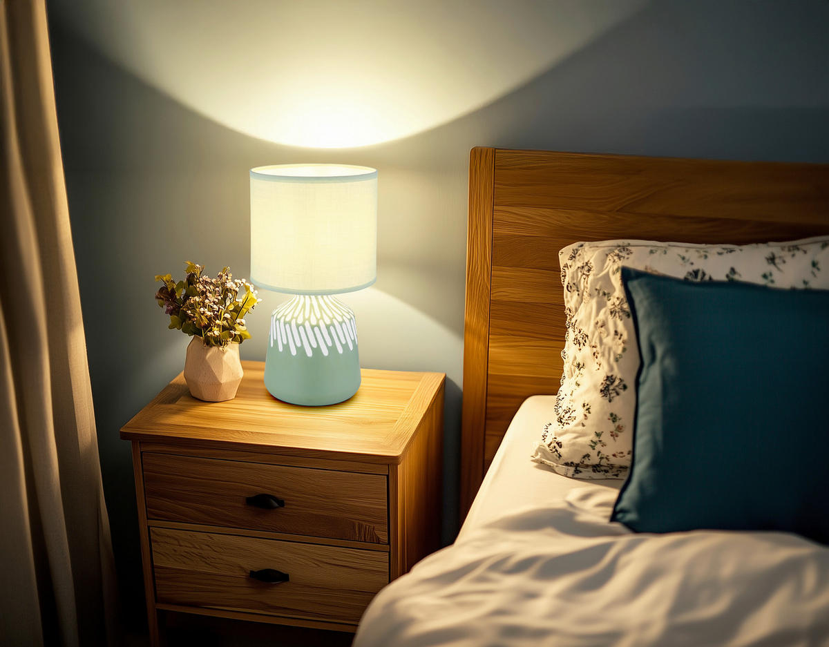 STONA LAMPA RELA  - pastelno zelena/bela, Osnovno, tekstil/plastika (17,5/31,5cm)