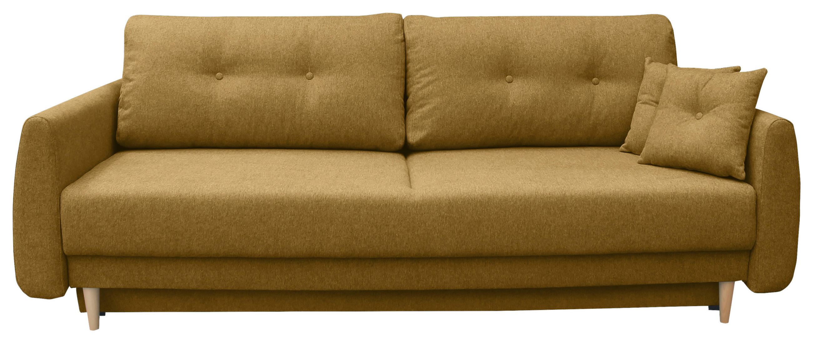 SCHLAFSOFA Webstoff Senfgelb  - Buchefarben/Senfgelb, KONVENTIONELL, Holz/Textil (220/90/95cm) - Carryhome