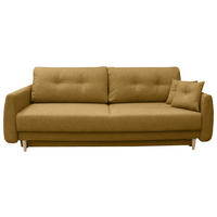 SCHLAFSOFA  mit Liegefunktion, Schlafen auf Sitzhöhe, Rücken echt Webstoff Senfgelb  - Buchefarben/Senfgelb, KONVENTIONELL, Holz/Textil (220/90/95cm) - Carryhome