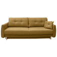 SCHLAFSOFA Webstoff Senfgelb  - Buchefarben/Senfgelb, KONVENTIONELL, Holz/Textil (220/90/95cm) - Carryhome