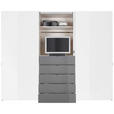 SCHWEBETÜRENSCHRANK in Grau, Weiß - Chromfarben/Weiß, Design, Glas/Holzwerkstoff (280/222/68cm) - Moderano