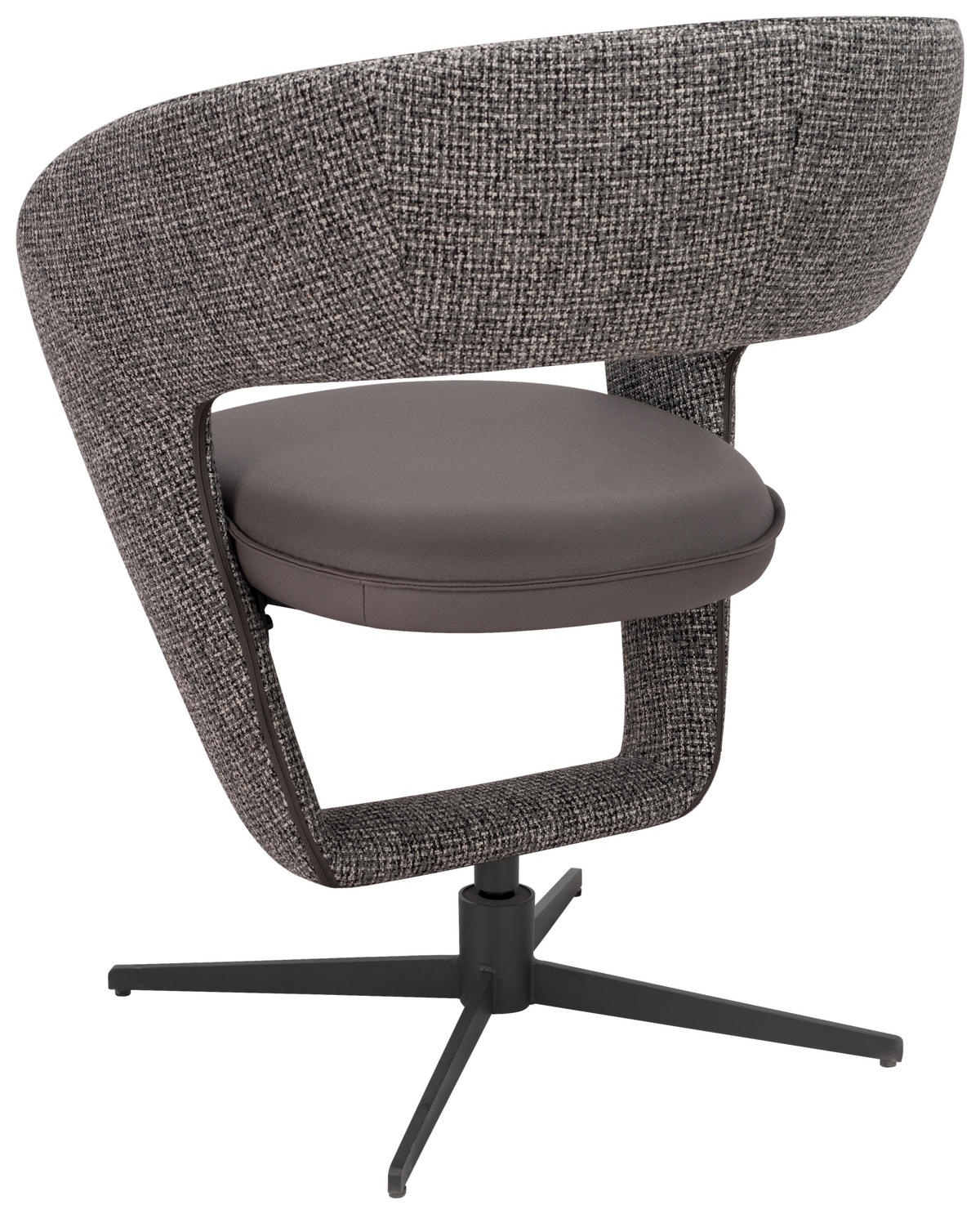 ARMLEHNSTUHL  in Eisen Webstoff, Mikrofaser  - Dunkelgrau/Schwarz, Design, Textil/Metall (62/84/62cm) - Moderano