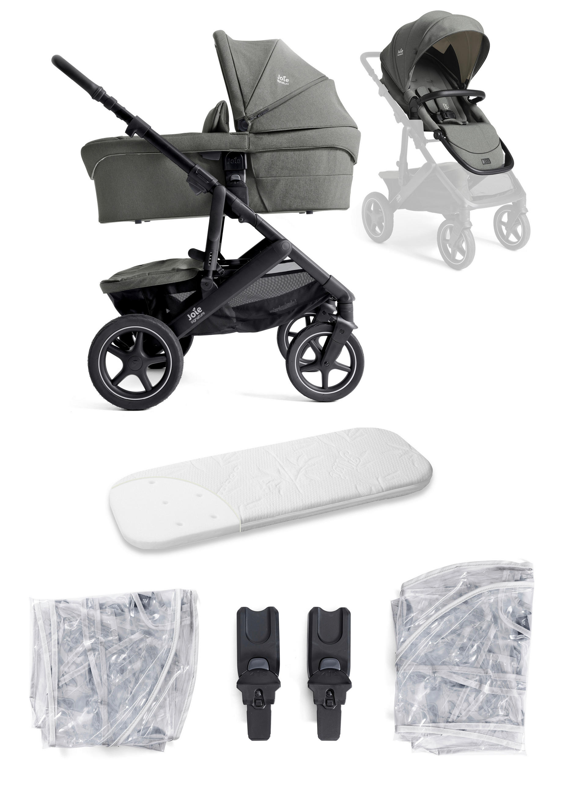 KINDERWAGENSET Vinca 2in1  - Salbeigrün/Schwarz, Basics, Kunststoff/Metall (65/109/97cm) - JOIE SIGNATURE