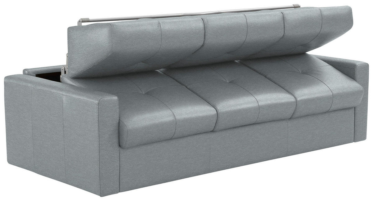 SCHLAFSOFA Silberfarben  - Silberfarben/Schwarz, Konventionell, Leder/Kunststoff (206/81/96cm) - Novel