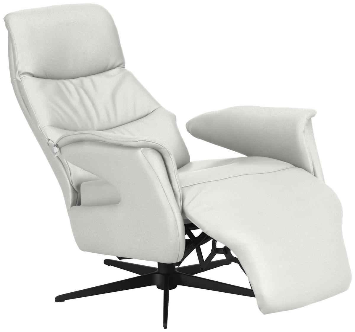 RELAXSESSEL in Leder Weiß  - Schwarz/Weiß, Design, Leder/Metall (74/105/83cm) - Welnova