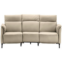 TRAPEZSOFA in Echtleder Ecru  - Ecru/Schwarz, Konventionell, Leder/Metall (221/103/95cm) - Dieter Knoll