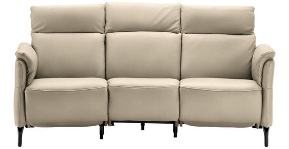 TRAPEZSOFA in Echtleder Ecru  - Ecru/Schwarz, KONVENTIONELL, Leder/Metall (221/103/95cm) - Dieter Knoll