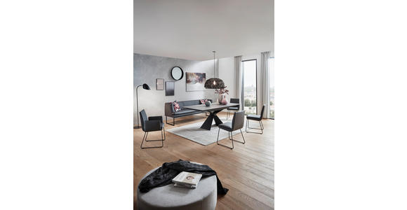 ESSTISCH in Metall, Keramik 180/90/77 cm  - Schwarz/Grau, Design, Keramik/Metall (180/90/77cm) - Dieter Knoll