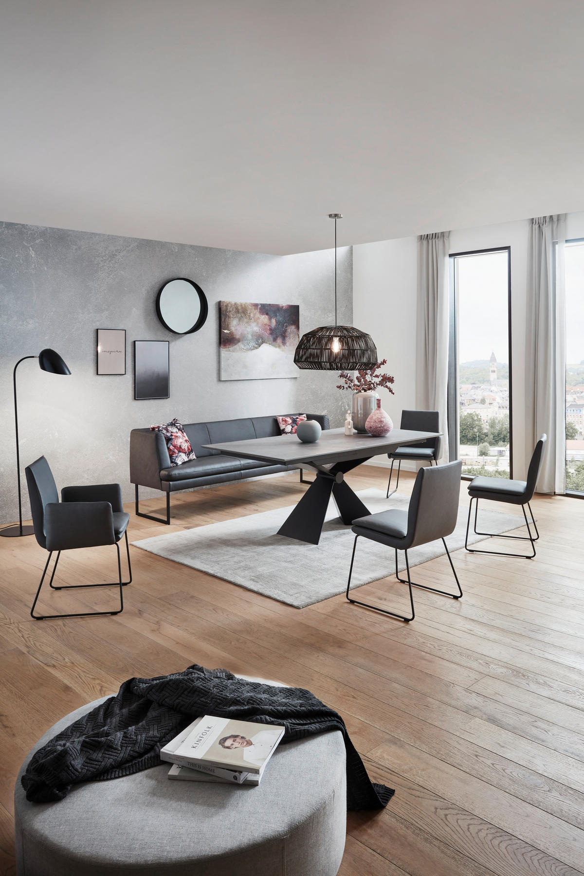 ESSTISCHMetall, Keramik 198/98/78 cm  - Schwarz/Grau, Design, Keramik/Metall (198/98/78cm) - Dieter Knoll