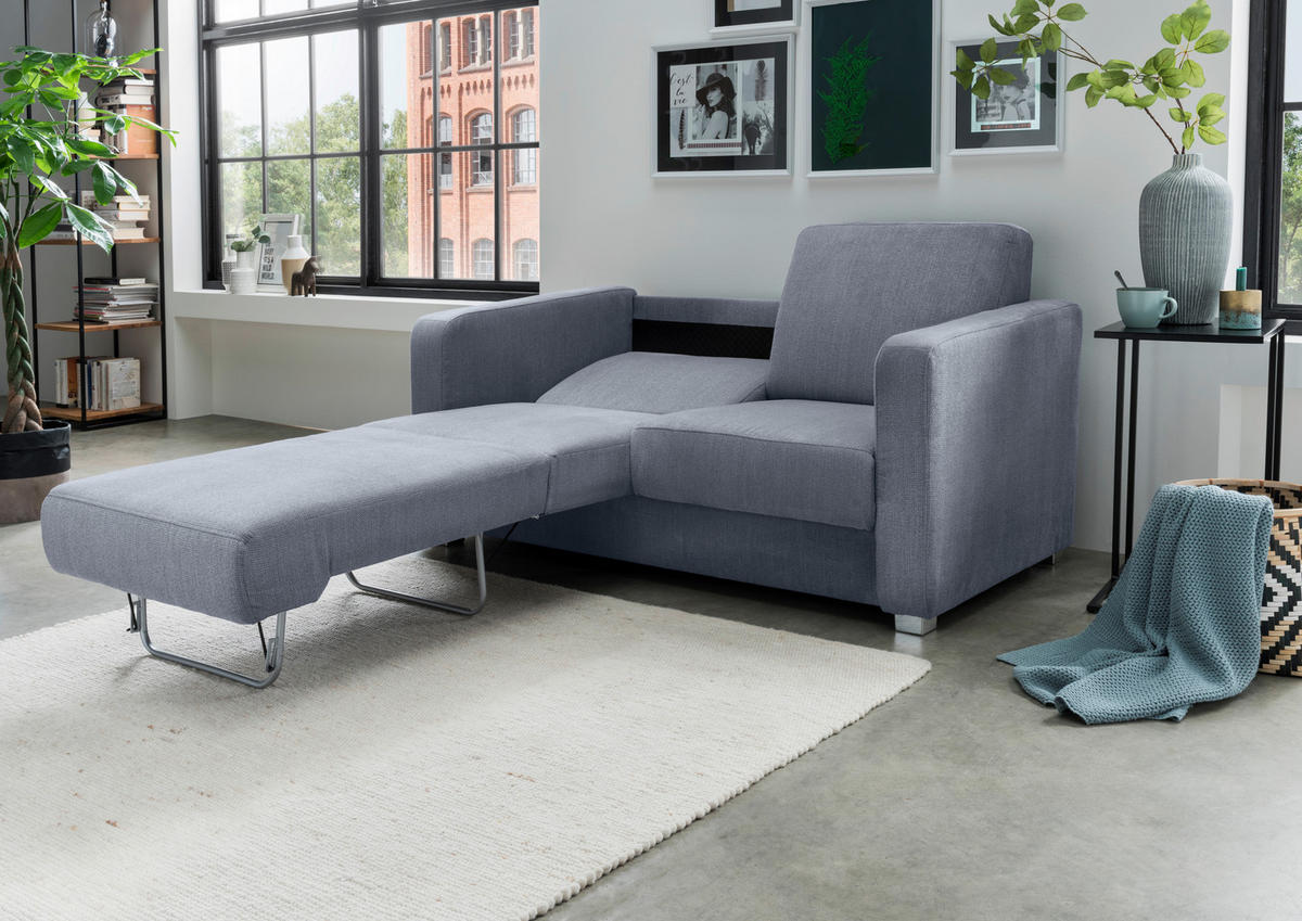 SCHLAFSOFA in Chenille Hellblau  - Chromfarben/Hellblau, Basics, Kunststoff/Textil (159/88/87cm) - Livetastic