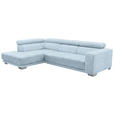 ECKSOFA in Chenille Blau, Hellblau  - Chromfarben/Blau, Design, Textil (207/301cm) - Xora