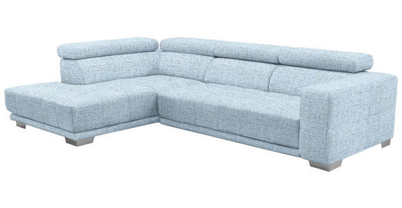 ECKSOFA in Chenille Blau, Hellblau  - Chromfarben/Blau, Design, Textil (207/301cm) - Xora