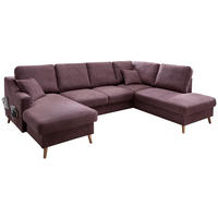WOHNLANDSCHAFT in Struktur Bordeaux  - Bordeaux/Naturfarben, Konventionell, Holz/Textil (150/301/200cm) - P & B