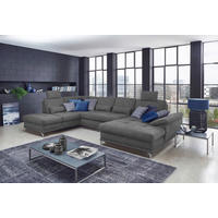 WOHNLANDSCHAFT in Flachgewebe Grau  - Silberfarben/Grau, Konventionell, Textil/Metall (223/363/176cm) - Sit & More