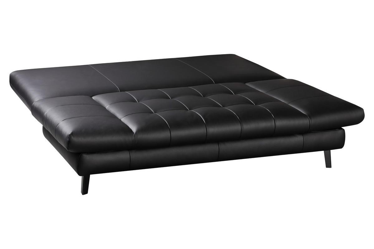 SCHLAFSOFA in Echtleder Schwarz  - Schwarz, Design, Leder/Metall (209/94/94cm) - Novel