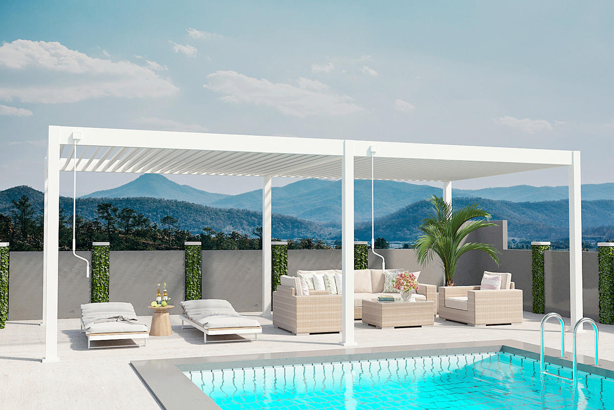 PERGOLA 360/255/720 cm   - Weiß Hochglanz, Basics, Metall (360/255/720cm) - Gardenson