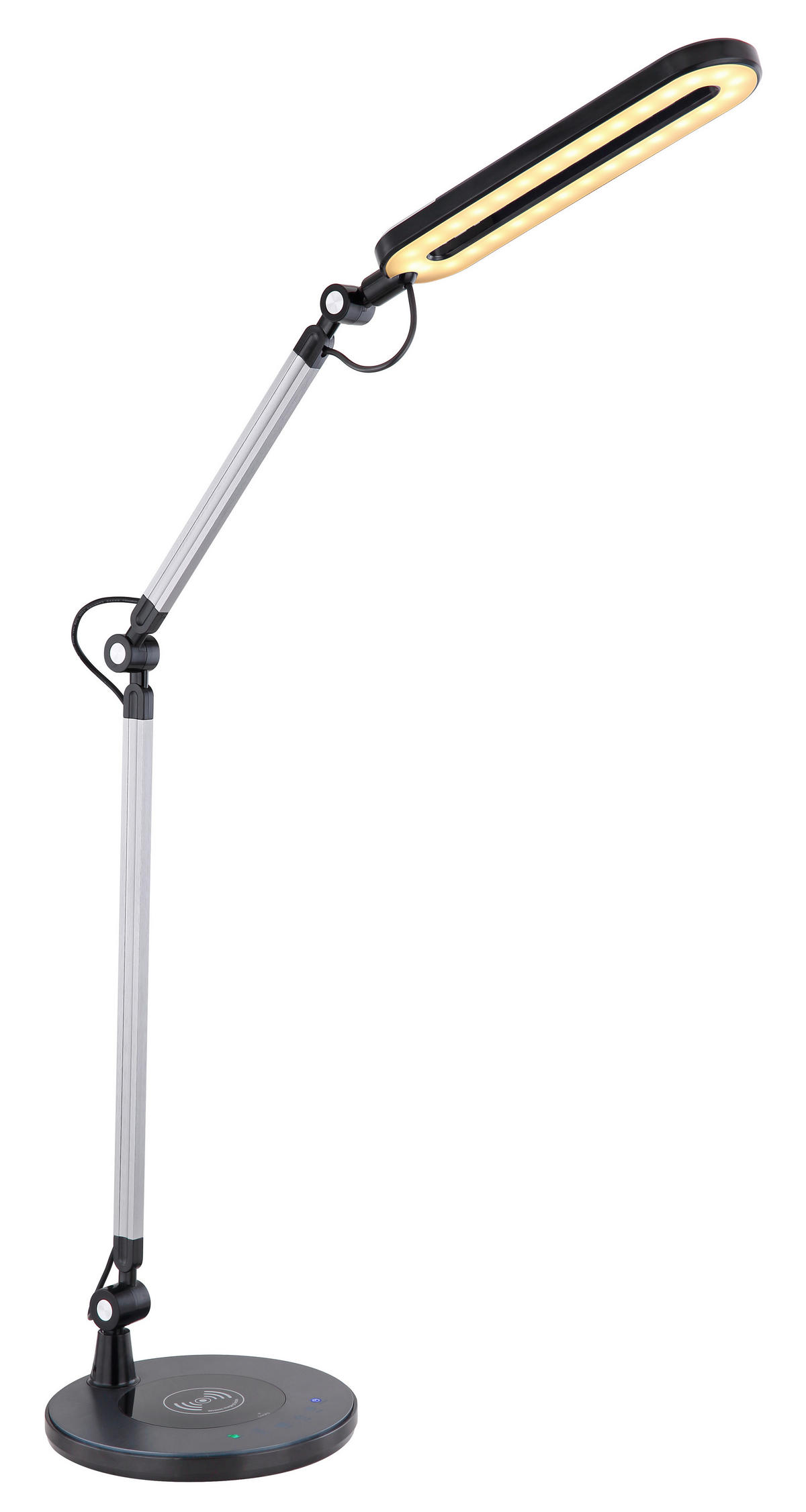LED-SCHREIBTISCHLEUCHTE URSINO 58,7/20/107 cm   - Silberfarben/Schwarz, KONVENTIONELL, Kunststoff/Metall (58,7/20/107cm) - Globo