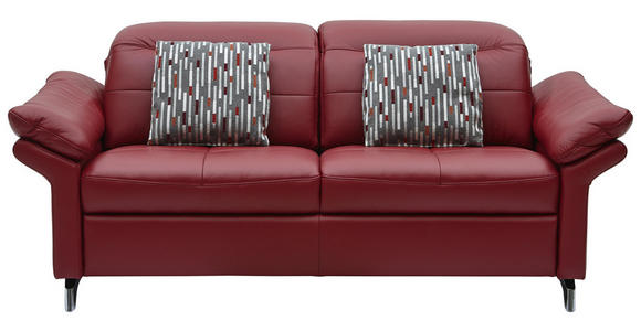 SOFA in Leder Weinrot - Chromfarben/Weinrot, Natur, Leder/Metall (198/101/107cm) - Dieter Knoll