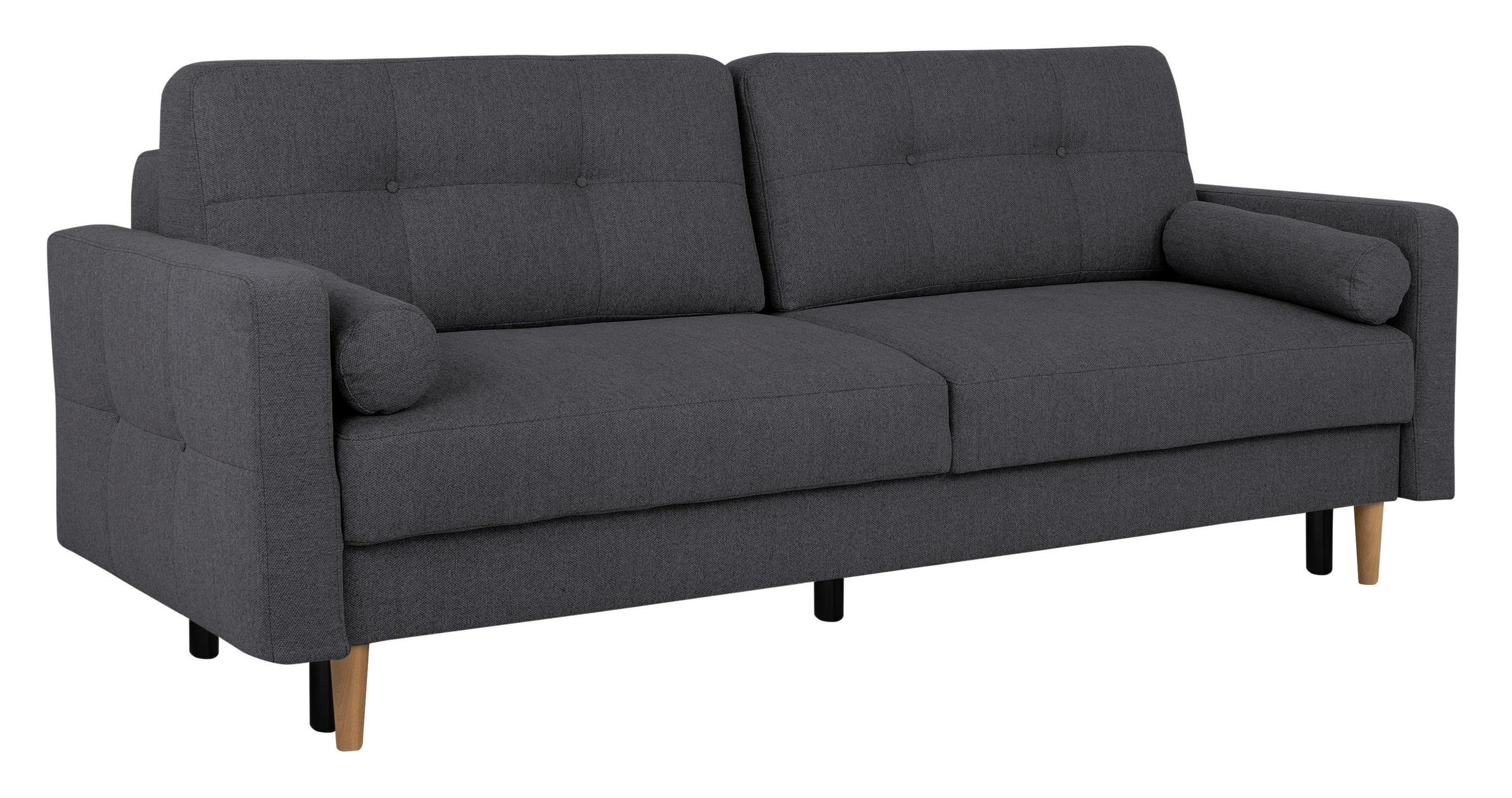 SCHLAFSOFA in Dunkelgrau  - Dunkelgrau/Buchefarben, Design, Holz/Textil (222/93/99cm) - MID.YOU