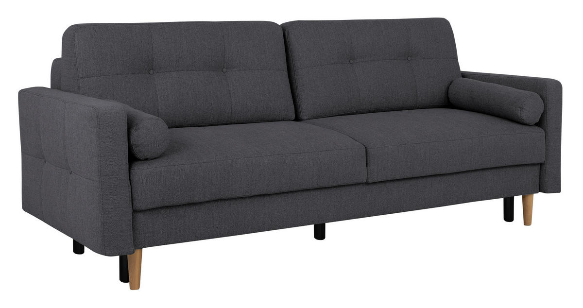 SCHLAFSOFA in Dunkelgrau  - Dunkelgrau/Buchefarben, Design, Holz/Textil (222/93/99cm) - MID.YOU