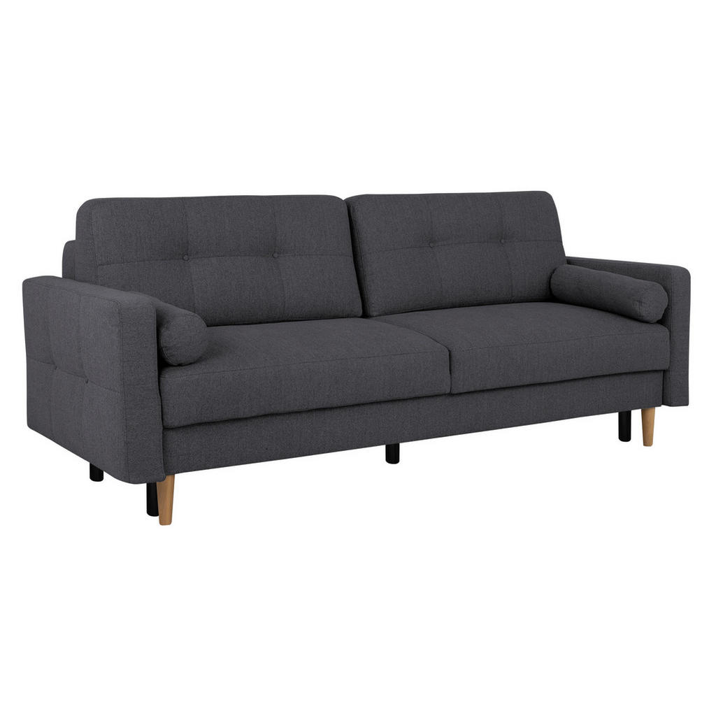Thumbnail - Mid.you Schlafsofa Noret, Dunkelgrau, Textil, Birke, Buche, Hartholz, 3-Sitzer, Füllung: Silikon, Schaumstoffflocken,Pol...