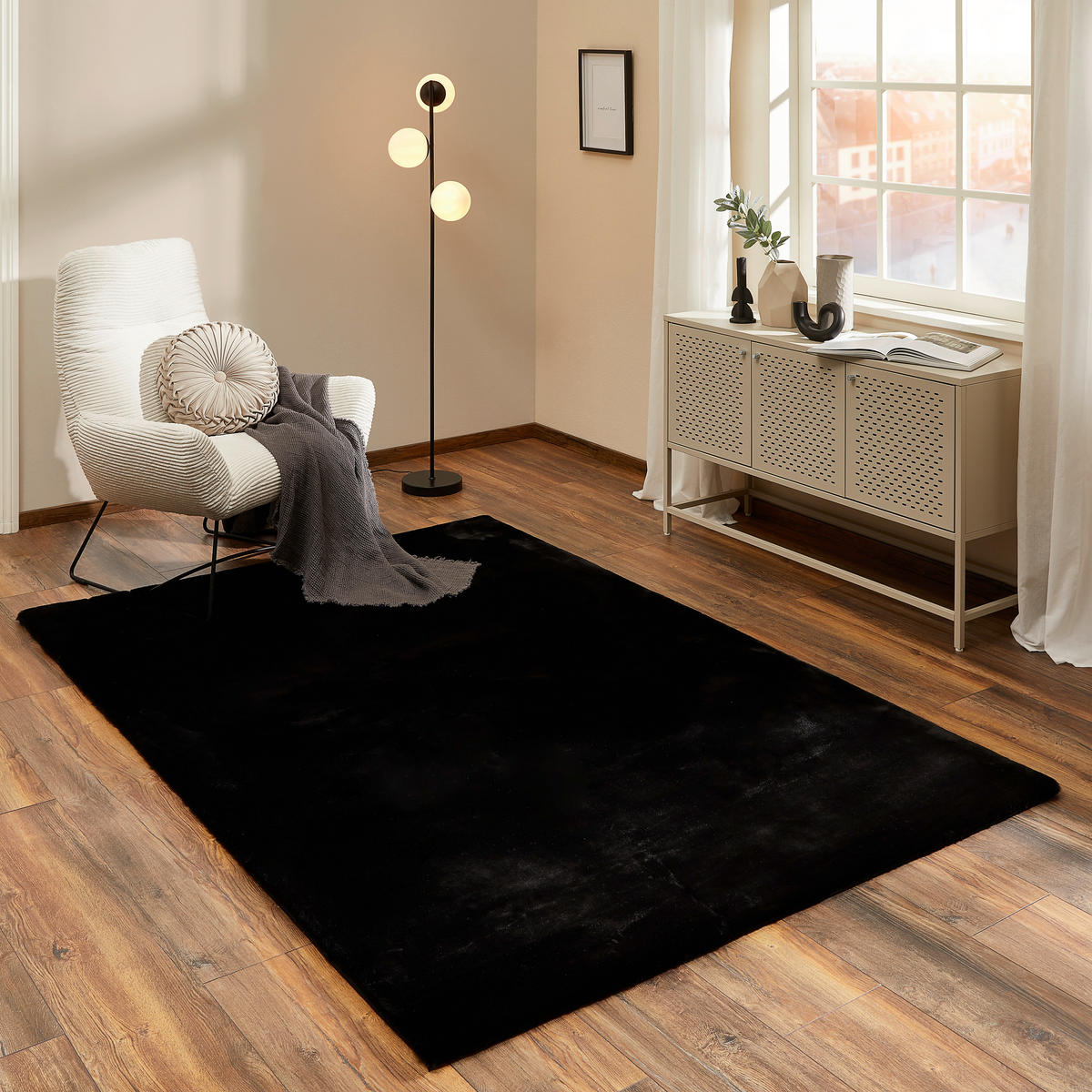 HOCHFLORTEPPICH 160/230 cm LIMA Schwarz  - Schwarz, Design, Textil (160/230cm) - Novel