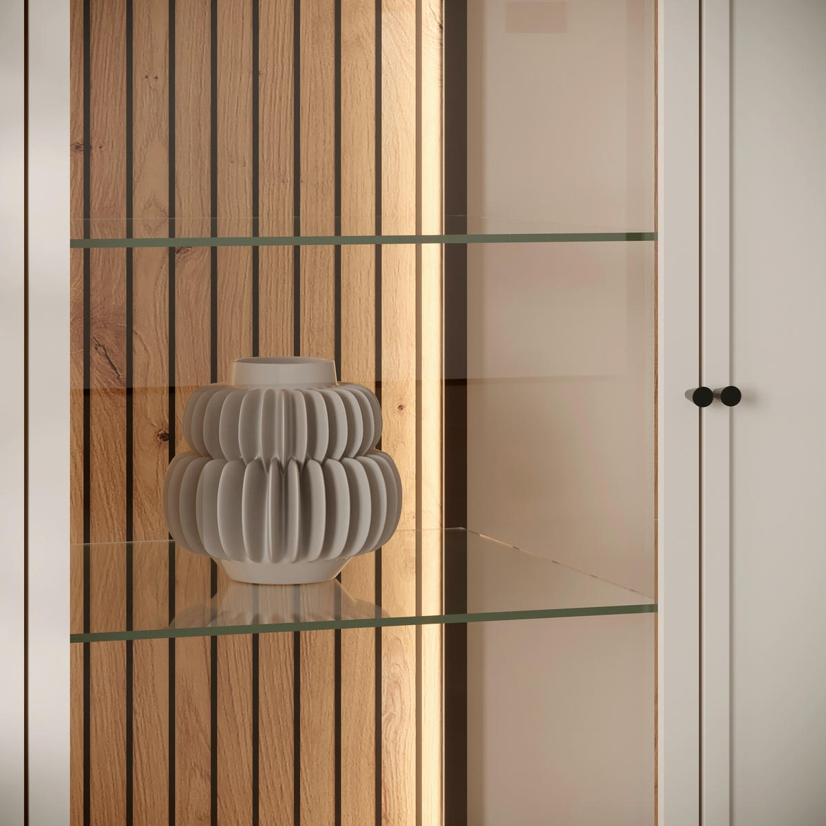 VITRINE  in Kaschmir  - Kaschmir/Schwarz, Design, Glas/Holzwerkstoff (76/183,7/40cm) - MID.YOU