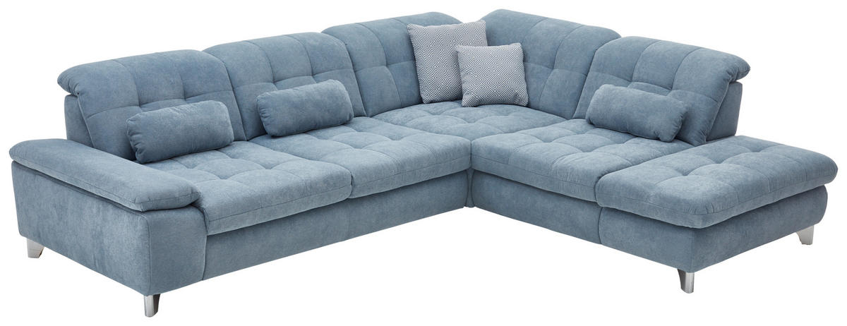 ECKSOFA in Chenille Hellblau  - Chromfarben/Hellblau, Design, Textil/Metall (310/260cm) - Beldomo Speed