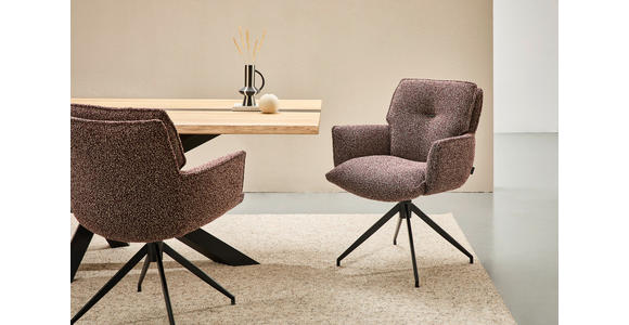 ARMLEHNSTUHL  Sitzfläche 360° drehbar, automatische Rückholfunktion Webstoff  - Bordeaux/Schwarz, Design, Textil/Metall (66/89/69cm) - Novel