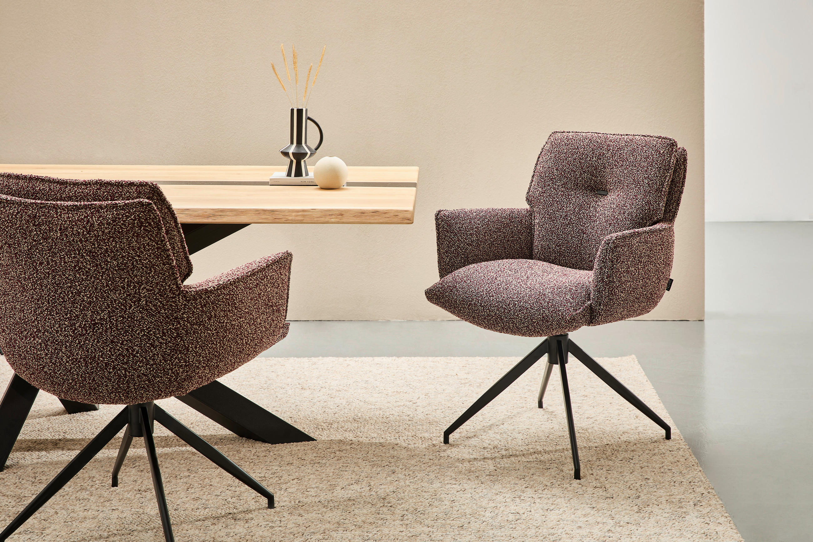 ARMLEHNSTUHL  in Eisen Webstoff  - Bordeaux/Schwarz, Design, Textil/Metall (66/89/69cm) - Novel