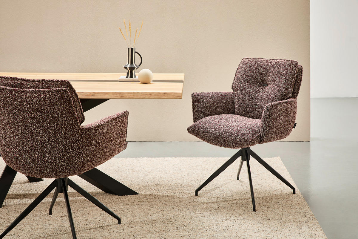 ARMLEHNSTUHL  in Eisen Webstoff  - Bordeaux/Schwarz, Design, Textil/Metall (66/89/69cm) - Novel