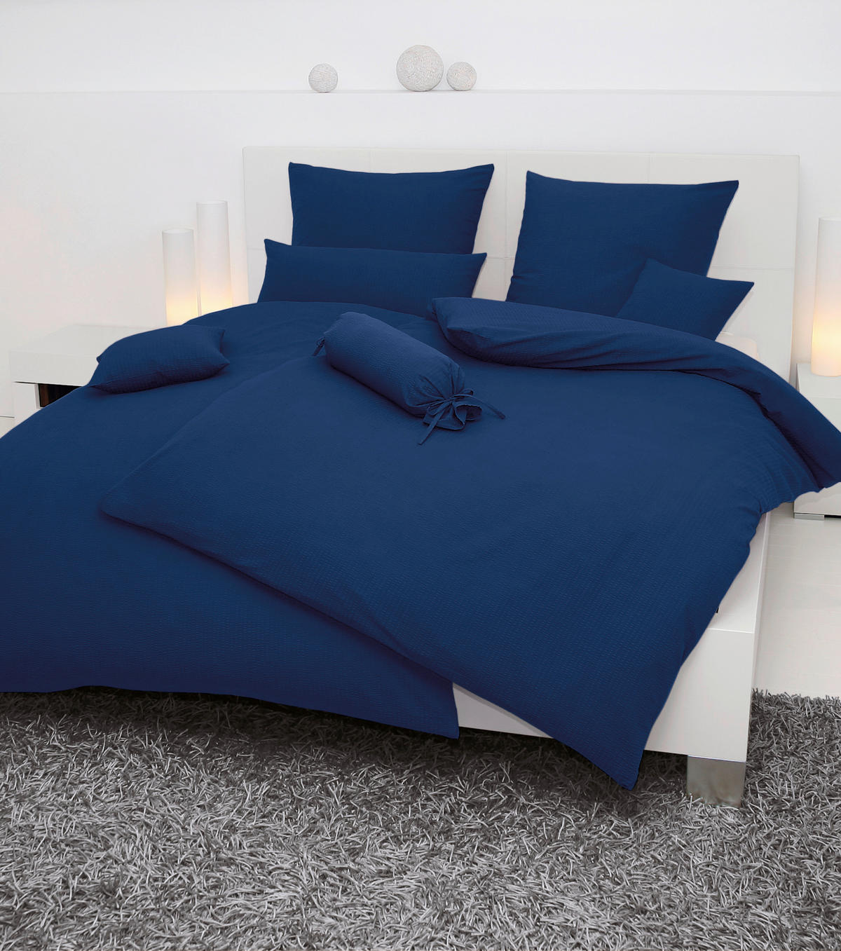 BETTWÄSCHE Seersucker 155/200 cm  - Blau, Basics, Textil (155/200cm) - Janine