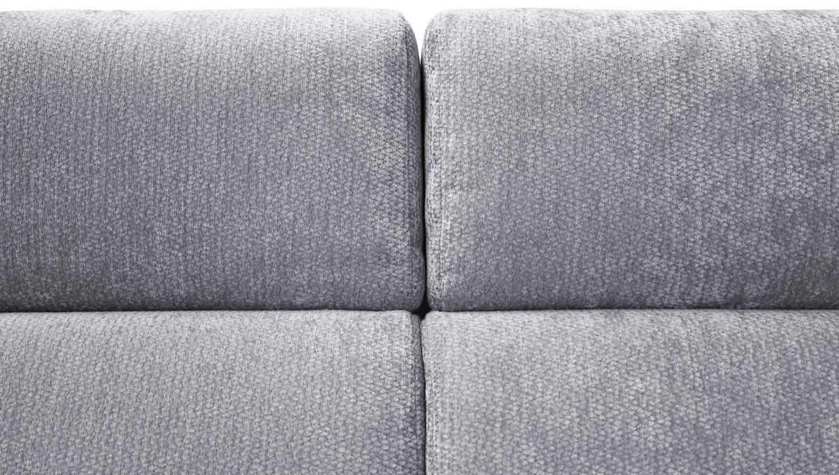 ECKSOFA Hellgrau Chenille Bettkasten, Schlaffunktion, Rücken echt, Kopfteilverstellung, Liegefläche im Originalstoff  - Hellgrau/Schwarz, KONVENTIONELL, Textil/Metall (265/206cm) - Carryhome