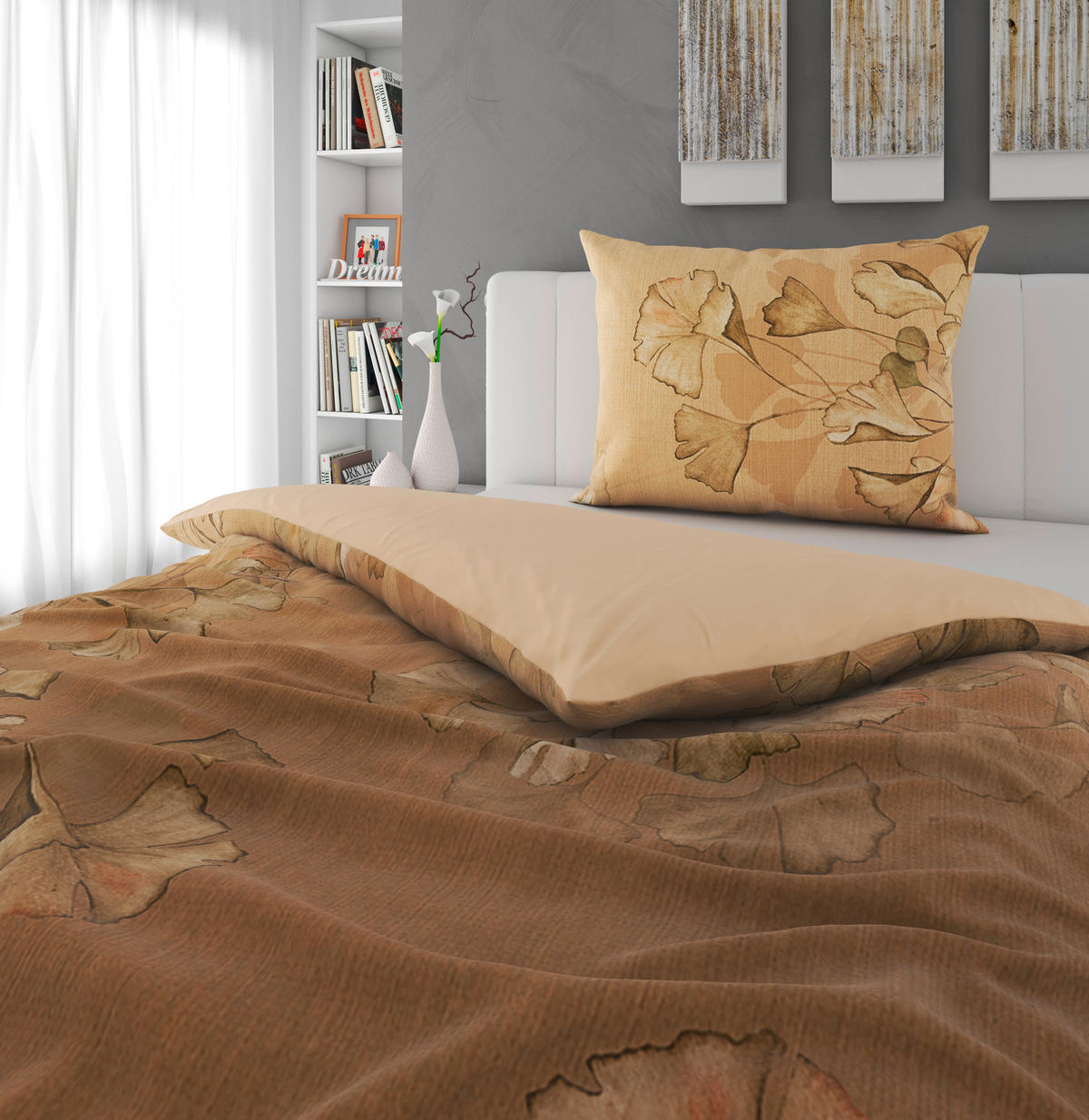 WENDEBETTWÄSCHE Palune Satin 140/200 cm  - Goldfarben, KONVENTIONELL, Textil (140/200cm) - Novel