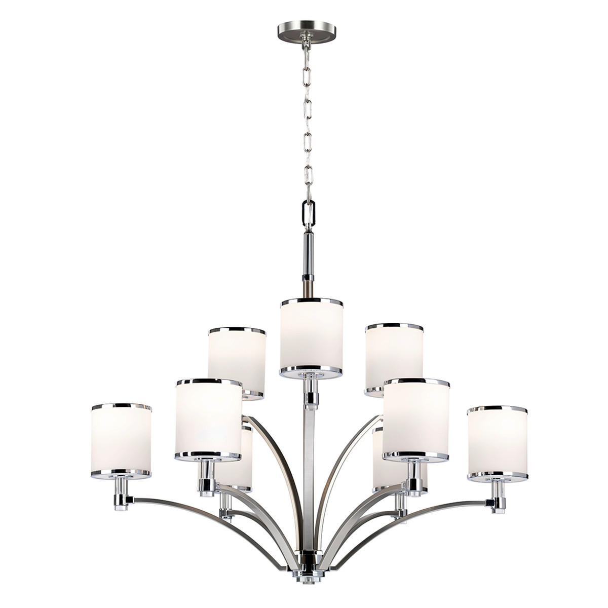 KRONLEUCHTER Prospect 91.7/99.7 cm   - Chromfarben/Nickelfarben, Design, Glas/Metall (91.7/99.7cm) - Elstead Lighting