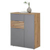 SCHUHSCHRANK Grau, Eiche Artisan  - Schwarz/Eiche Artisan, Natur, Holzwerkstoff/Kunststoff (85/105/38cm) - MID.YOU