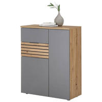 SCHUHSCHRANK Grau, Eiche Artisan  - Schwarz/Eiche Artisan, Natur, Holzwerkstoff/Kunststoff (85/105/38cm) - MID.YOU