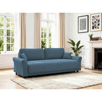 SCHLAFSOFA Flachgewebe, Struktur Blau  inkl. Zierkissen, Rückenkissen, Bettkasten, Schlaffunktion, Rücken echt  - Blau/Schwarz, Design, Textil (244/88/100cm) - P & B