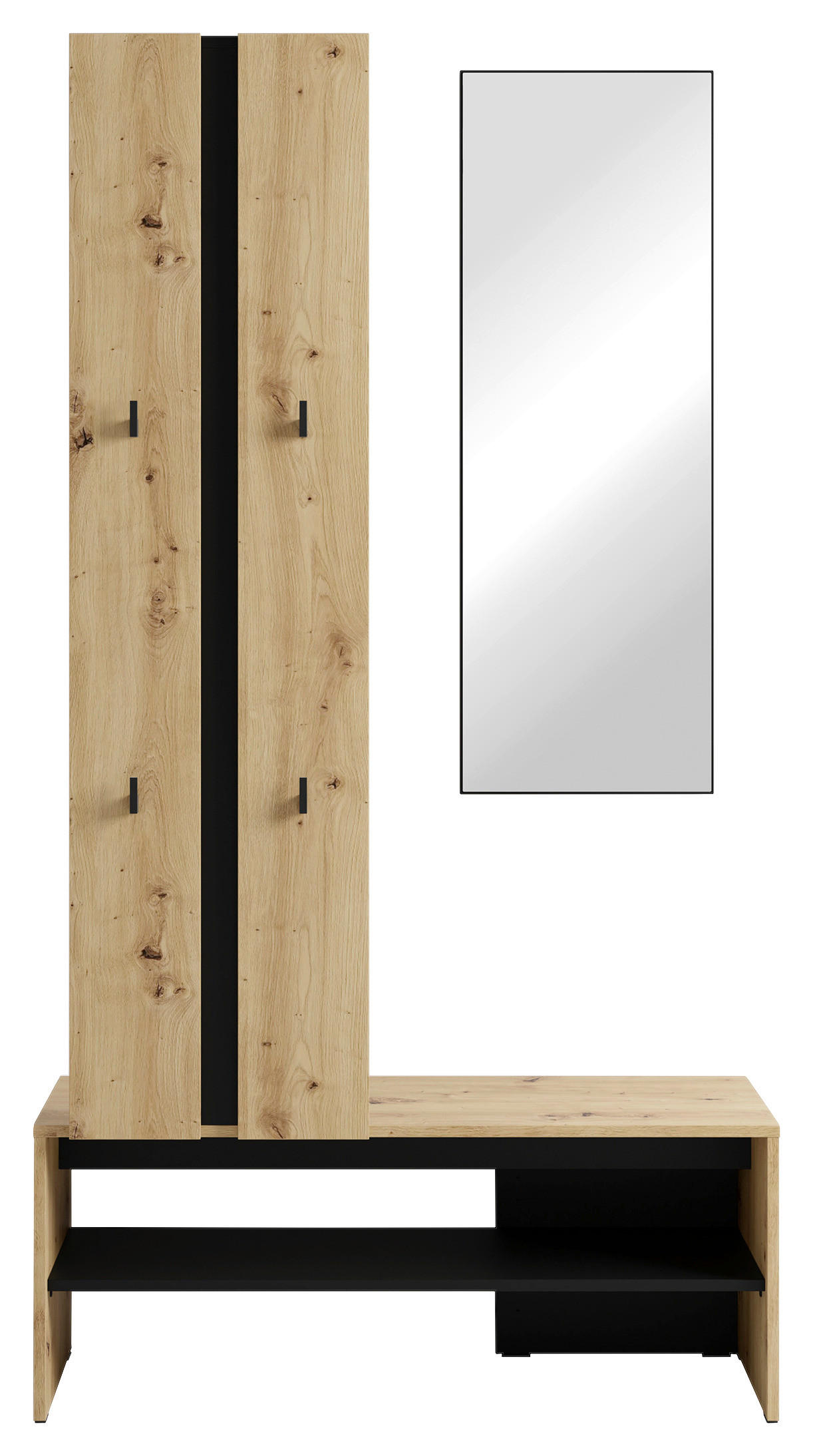 Mid.you Garderobe Schwarz, Eiche Artisan 100x186x40 cm