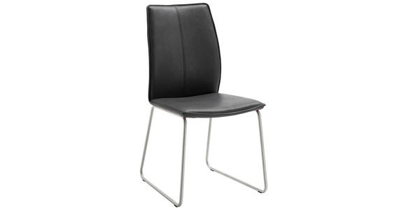STUHL in Metall, Leder Anthrazit, Edelstahlfarben - Edelstahlfarben/Anthrazit, Design, Leder/Metall (46/93/57cm) - Dieter Knoll