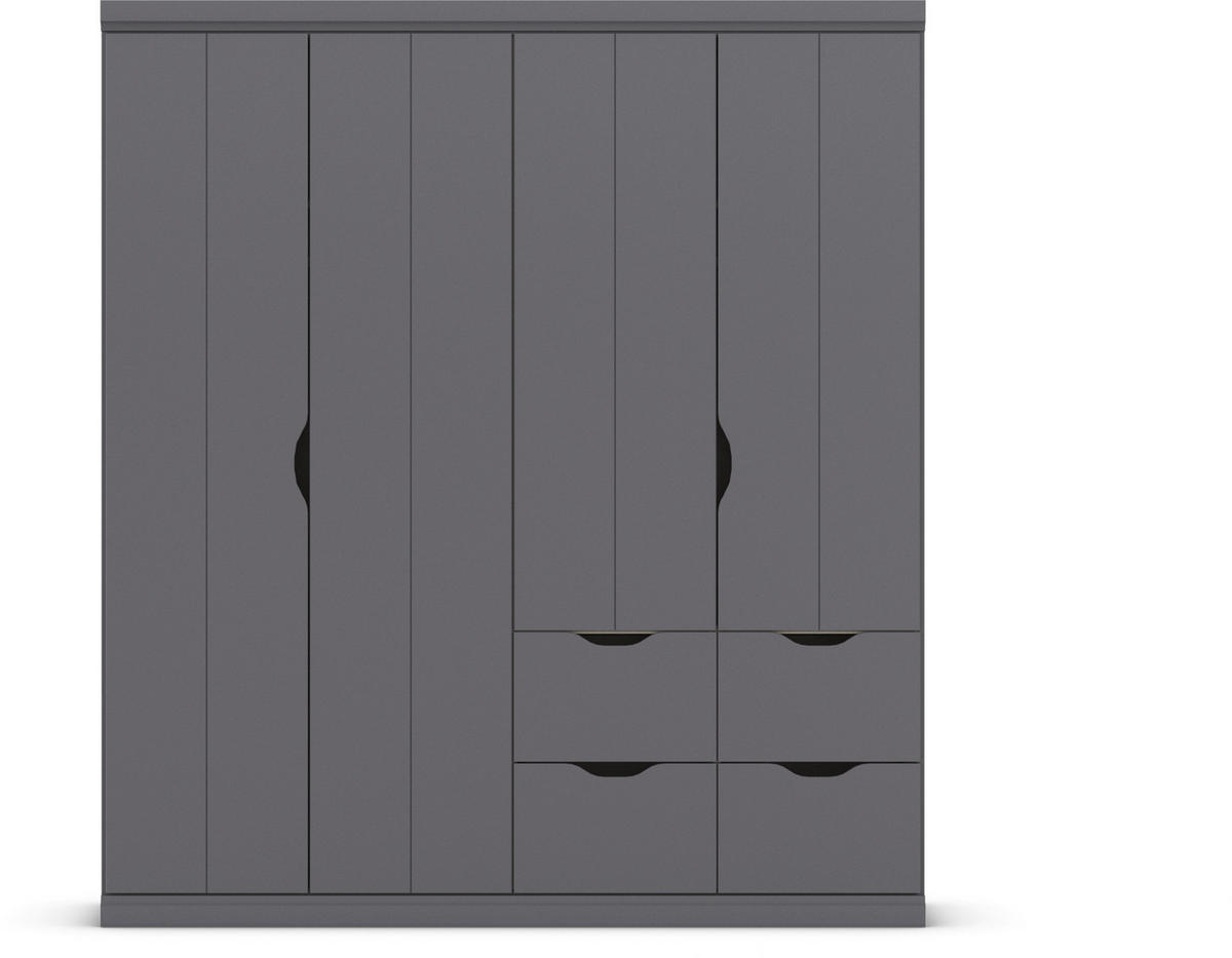 KLEIDERSCHRANK 181/203/56 cm 4-türig Dunkelgrau  - Dunkelgrau, Basics, Holzwerkstoff (181/203/56cm) - Rauch Möbel