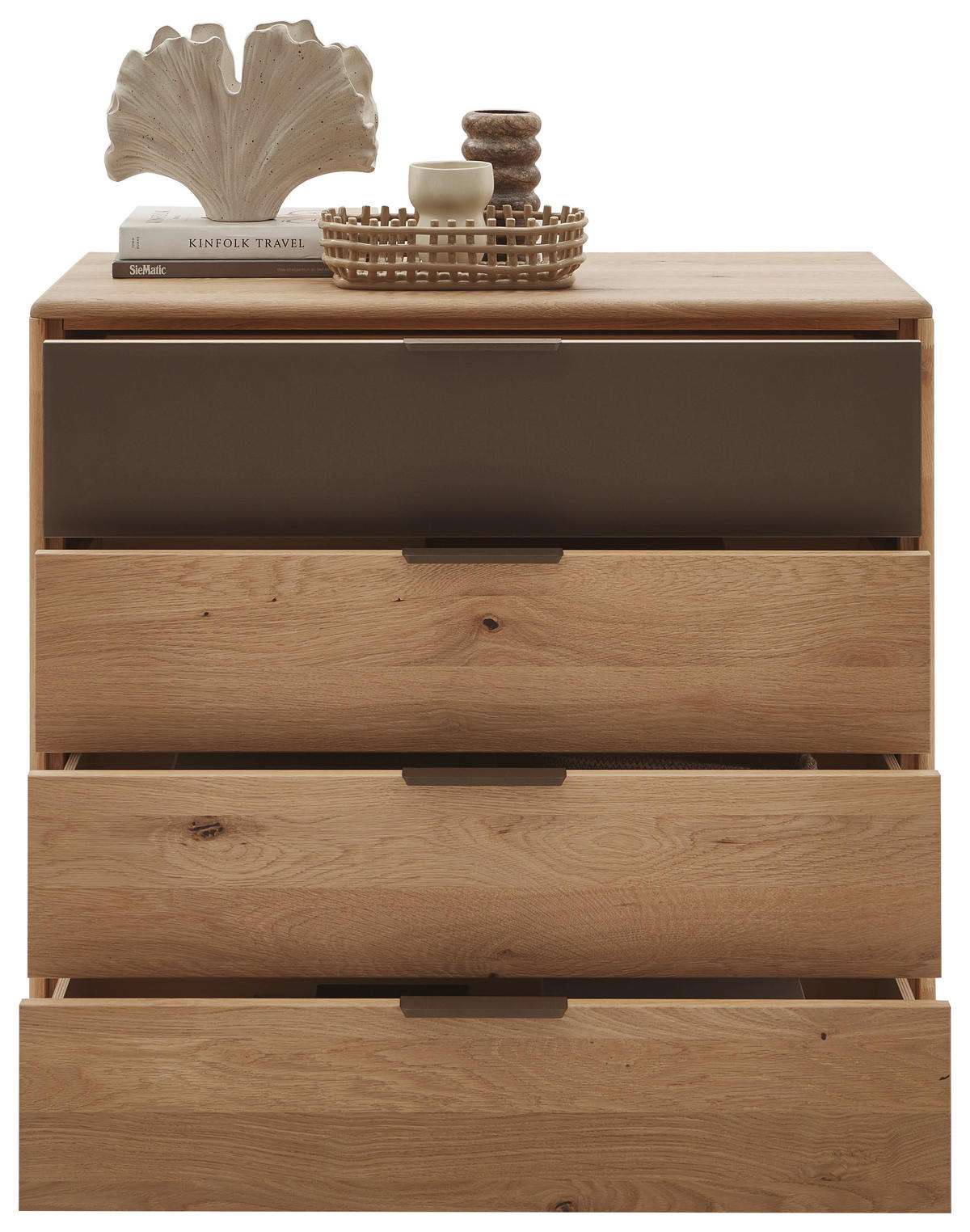 KOMMODE  in 95/88,2/44,2 cm  - Wildeiche/Schwarz, Natur, Glas/Holz (95/88,2/44,2cm) - Valnatura