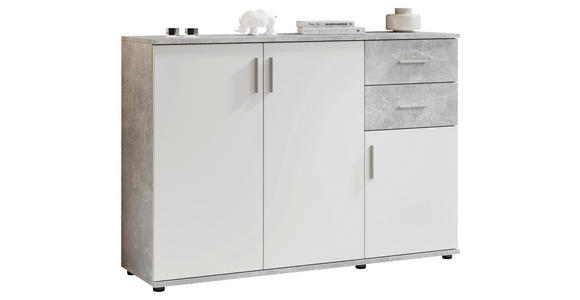 KOMMODE Bobby, 120/82/35 cm, 2 Schublade(n)  - Silberfarben/Weiß, KONVENTIONELL, Holzwerkstoff/Kunststoff (120/82/35cm) - Carryhome