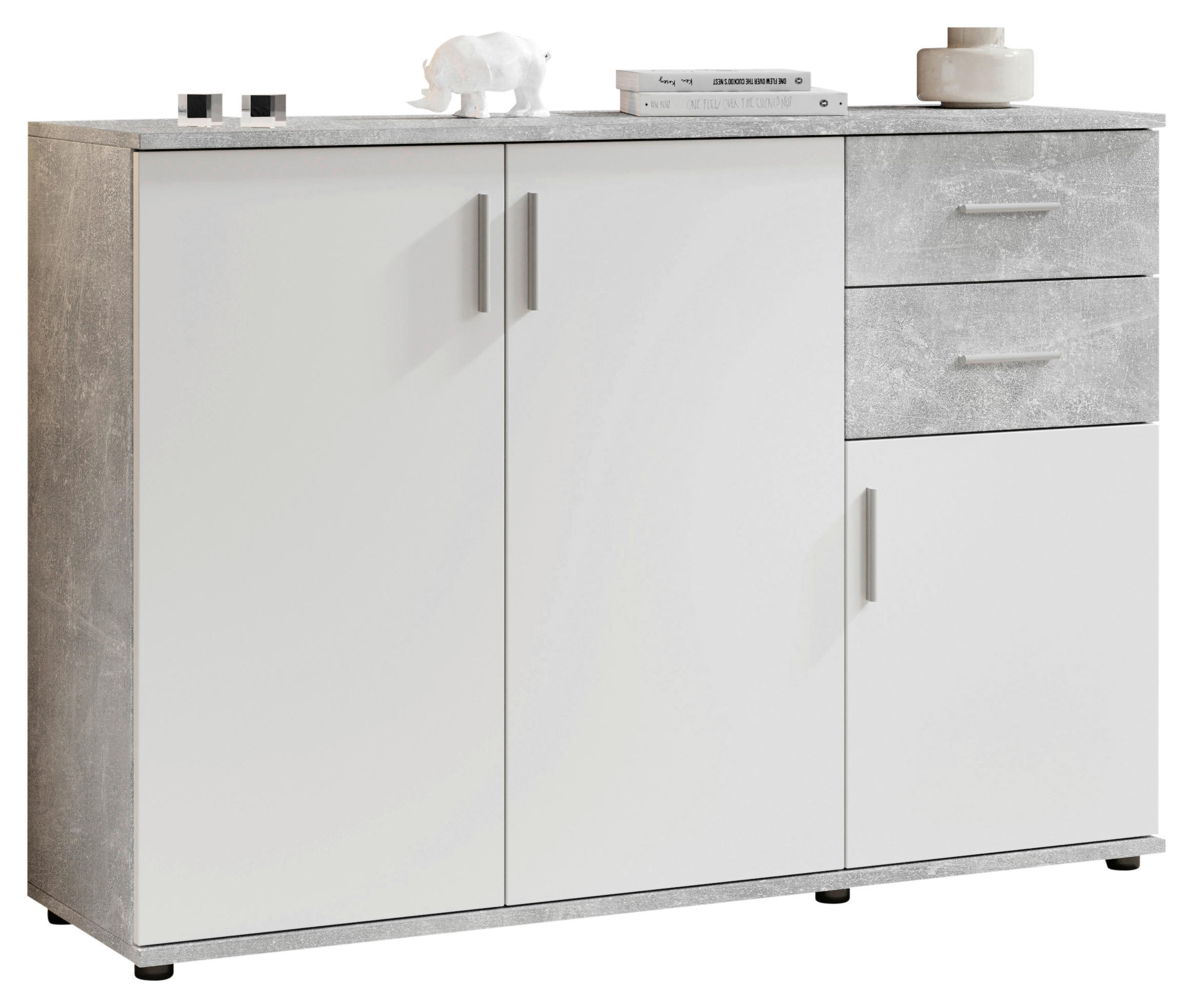 Carryhome KOMODA, šedá, bílá, 120/82/35 cm