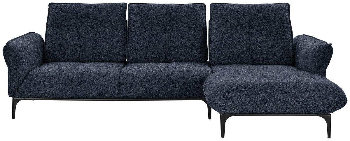 ECKSOFA in Webstoff Blau  277/182 cm  - Blau/Schwarz, Natur, Textil (277/182cm) - Valnatura