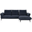 ECKSOFA in Webstoff Blau  - Blau/Schwarz, Natur, Textil (277/182cm) - Valnatura