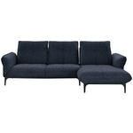 ECKSOFA in Webstoff Blau  - Blau/Schwarz, Natur, Textil (277/182cm) - Valnatura