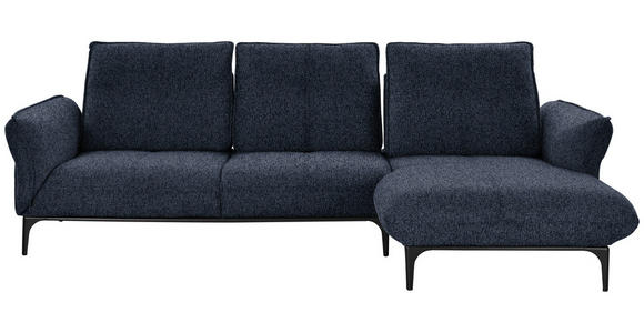 ECKSOFA in Webstoff Blau  - Blau/Schwarz, Natur, Textil (277/182cm) - Valnatura